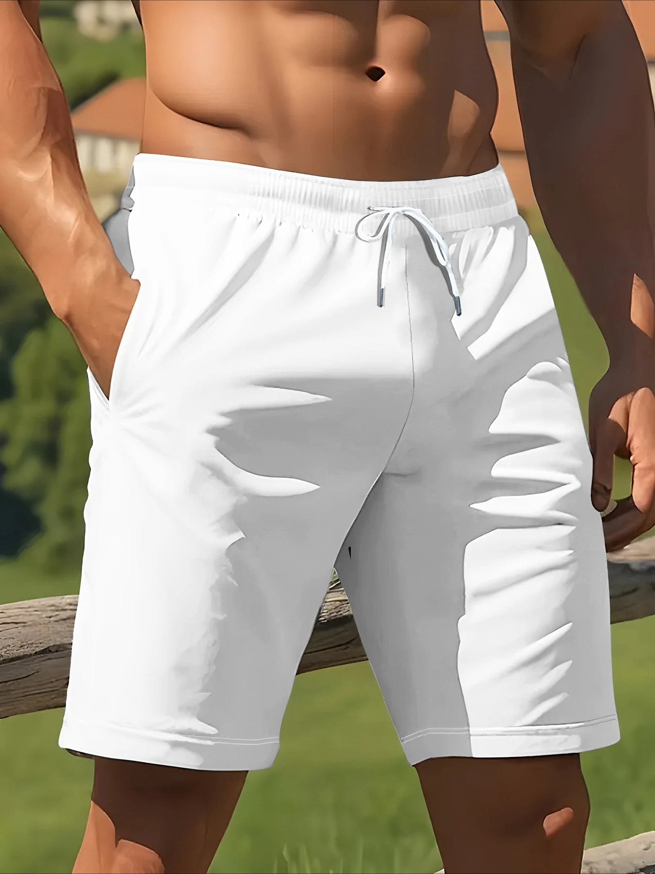 Men's Casual Fashion Digital Print Shorts Pure White Base Black NY NEW YORK Logo Simple Versatile Suitable for Seaside Beaches
