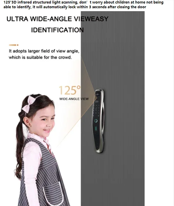 003 New Arrival WiFi 3D Smart Face Access Control Door Lock Face Recognition Door Lock with Tuya APP