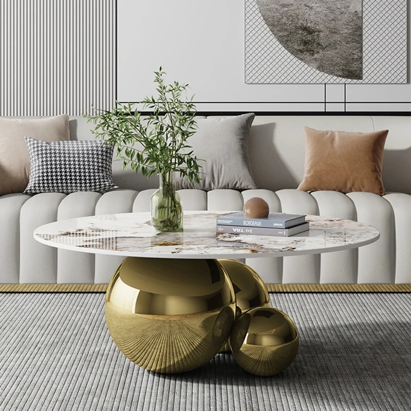 

Designer Gold Black Center Table Stainless Makeup Impact Space Marble Modern Coffee Table Round Mueblesa Home Furniture VM33VE