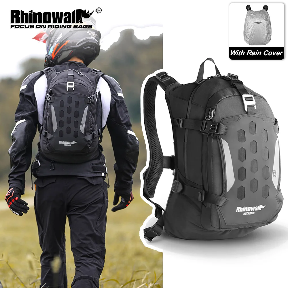 

Rhinowalk Motorcycle Riding Backpack Magnetic Quick Release 23l With Raincover Breathable Back For Long-Distance Off-Road Motor