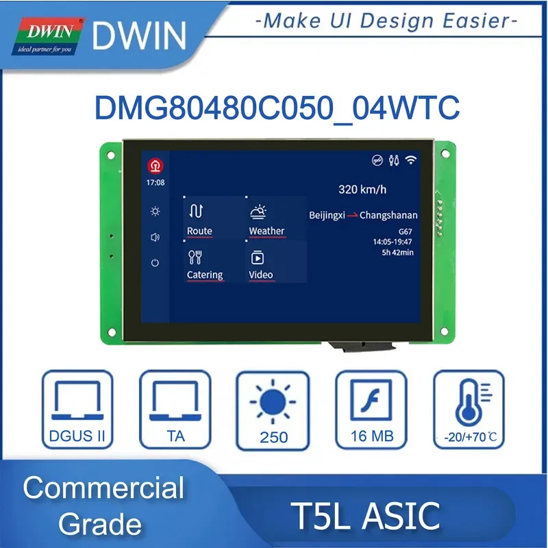 DWIN 5-дюймовый горячая распродажа 800*480 Arduino Дисплей RS232/TTL HMI Потребительская сенсорная панель Экран ESP32, ЖК-модуль, интеллектуальный TFT-монитор UART