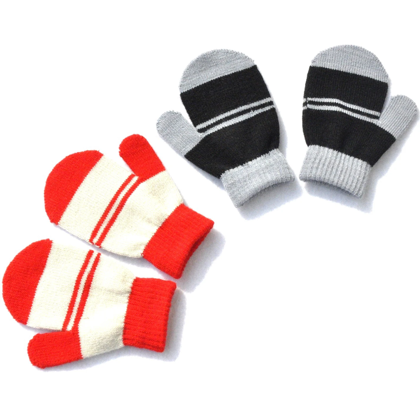 Winter 1-5Y Children Striped Knitted Warm Gloves For Baby Students New Patchwork Mittens Outdoor Knitting Cycling Skiing Gloves