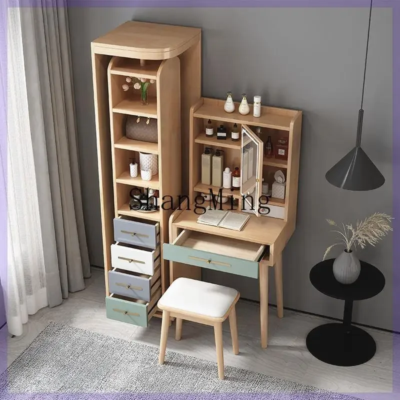 

CL wood dresser full mirror integrated makeup table bedroom modern simple makeup table storage cabinet