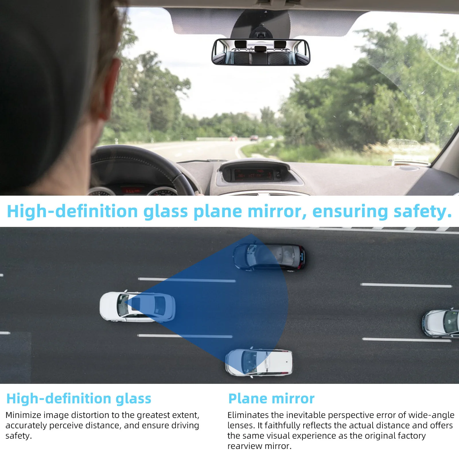 

Car Rear View Mirror Circular Frame Thickened Auto Inside Rearview Mirror Suction Cup High Quality Imaging Car Accessories