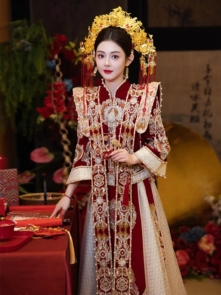 New wedding dress for brides Chinese-style toasting and pavilion large size
