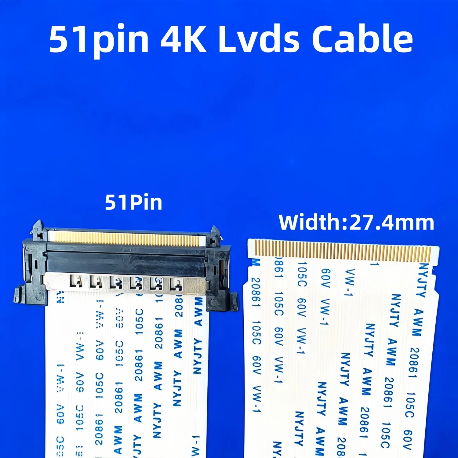 27.4mm 4K 51Pin Lvds VBYONE Cable FFC Ribbon Cable FPC Flexible Flat Flex Cable for LG Samsung Led Lcd TV Screen Display Repair