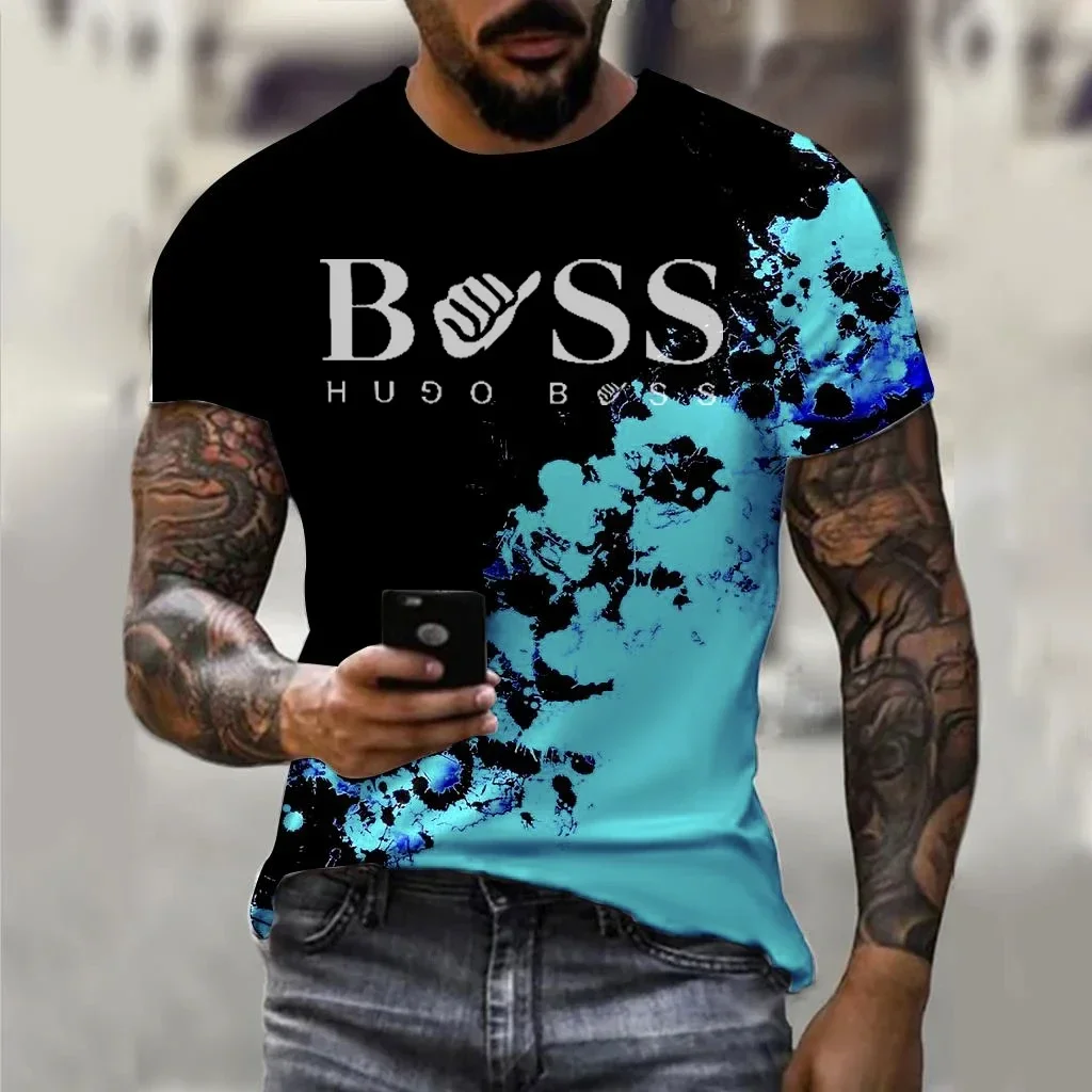 

Summer Men's T-Shirt New Round Neck Short Sleeve Top Letters Printed Pattern Short Sleeve Summer Outdoor Sports Short Sleeve