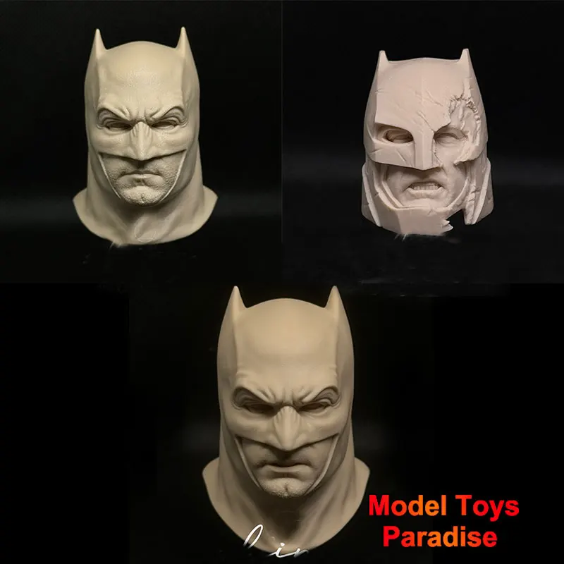 

Unpainted DIY 1/6 Scale Batman White Model Head Heavy Armored Helmet Head Sculpt Fit 12inch Soldier Action Figure Body