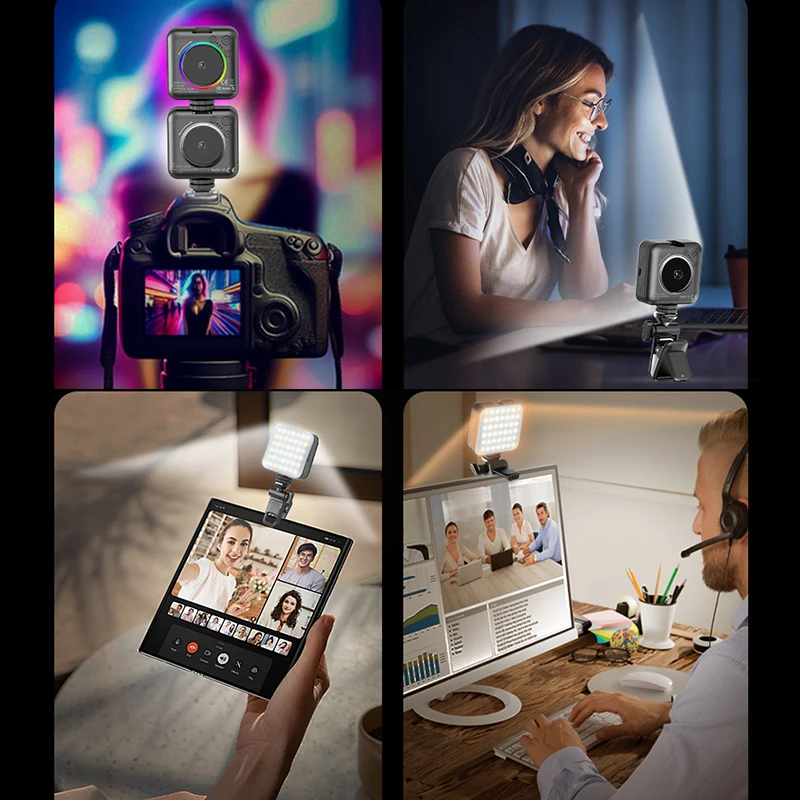 Mobile Phone Fill Light Travel Portable Camera Pocket  Light Full-color RGB Beauty Atmosphere Lamp Selfie Led Light Ring Makeup