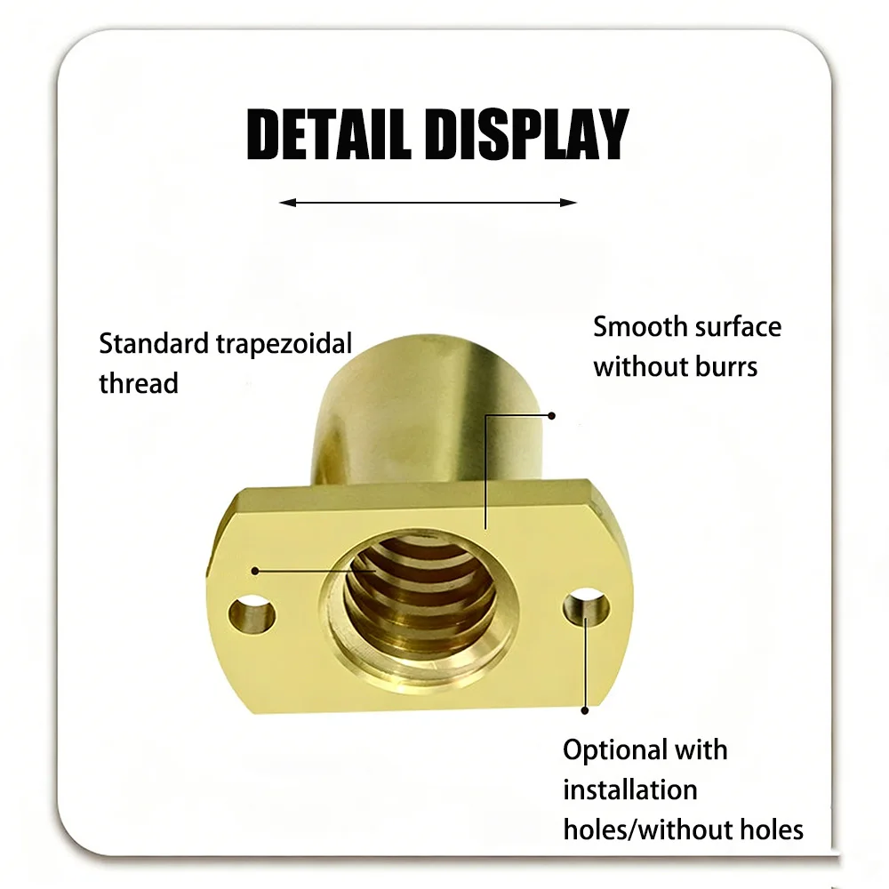 1Pcs Brass Flange Trapezoidal Lead Screw Nut Double Flat Side Trimming Nut T10 T12 T14 T16 T18 T20 T22 T24 T25 T40 Machine Parts