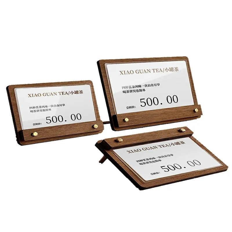 Tablero de exhibición de precios de madera, soporte para etiquetas, soporte para tarjetas, soporte para letreros, mesa publicitaria, objetivo de precios
