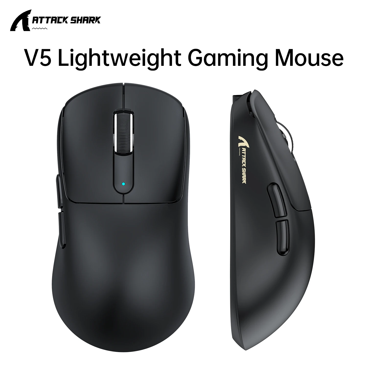 

V5 ATTACK SHARK Three-mode Mouse 8K Hz,PixArt PAW3950MAX Sensor,Nordic52840 Controller,59g Lightweight for Gaming