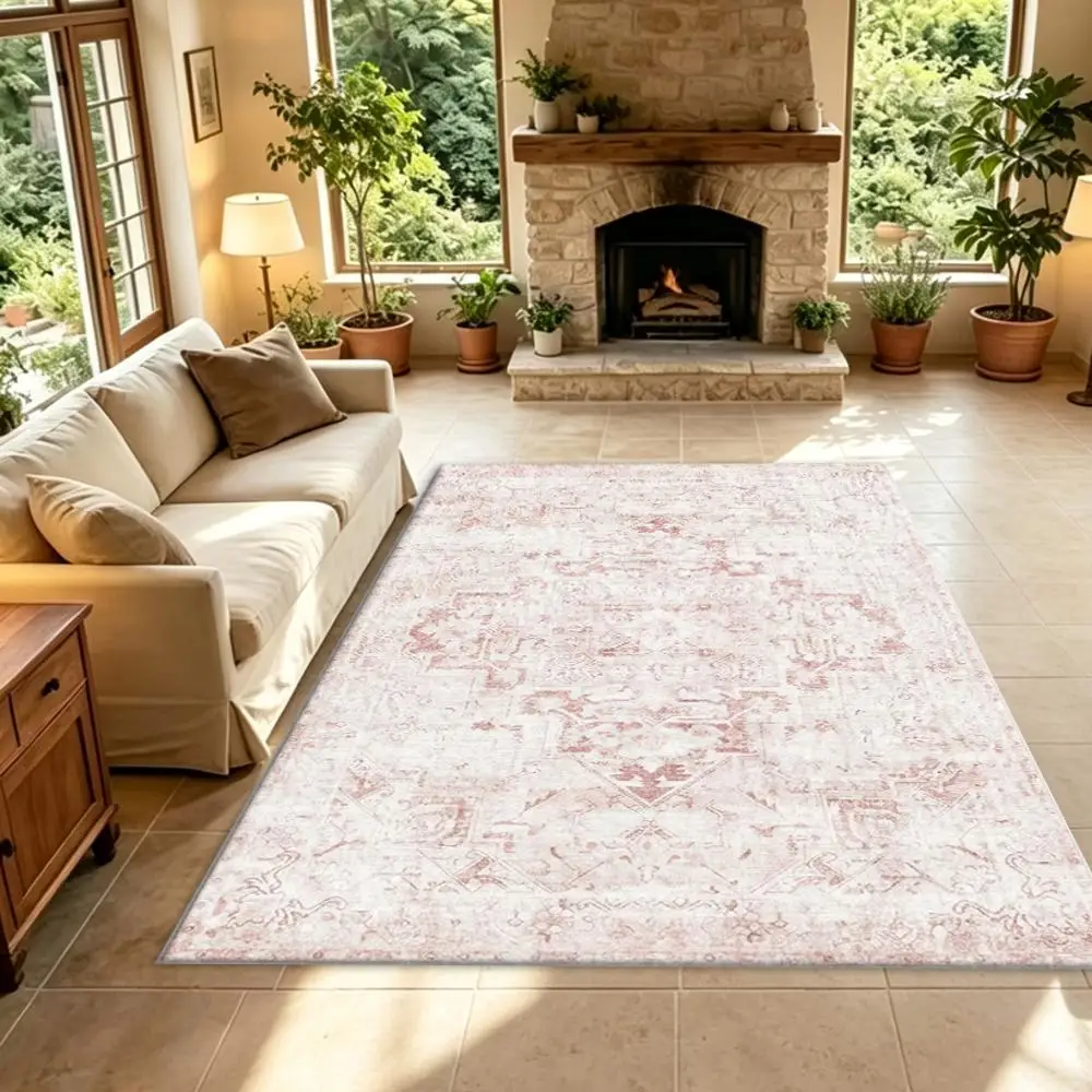 European Luxury Red Floral Baroque Carpet Flooring Classical Non Slip Floor Rug for Living Room Hall Home Decor
