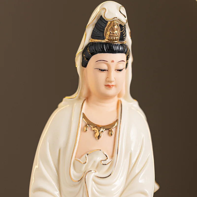 12-Inch ceramic Nanhai Guanyin Bodhisattva Buddha statue ornament standing like Guanyin Bodhisattva Dehua white porcelain home