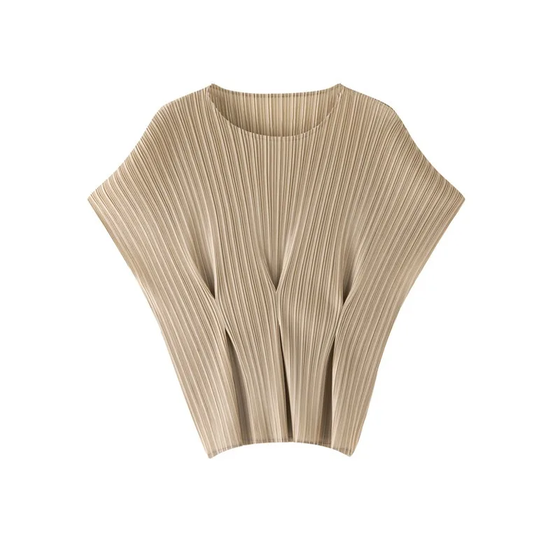 Miyake Pleated Original T-Shirt Plisse 2026 New Age-Reducing Slimming Shirt Women's Short Sleeve T-Shirt Loose Pleats Top Summer