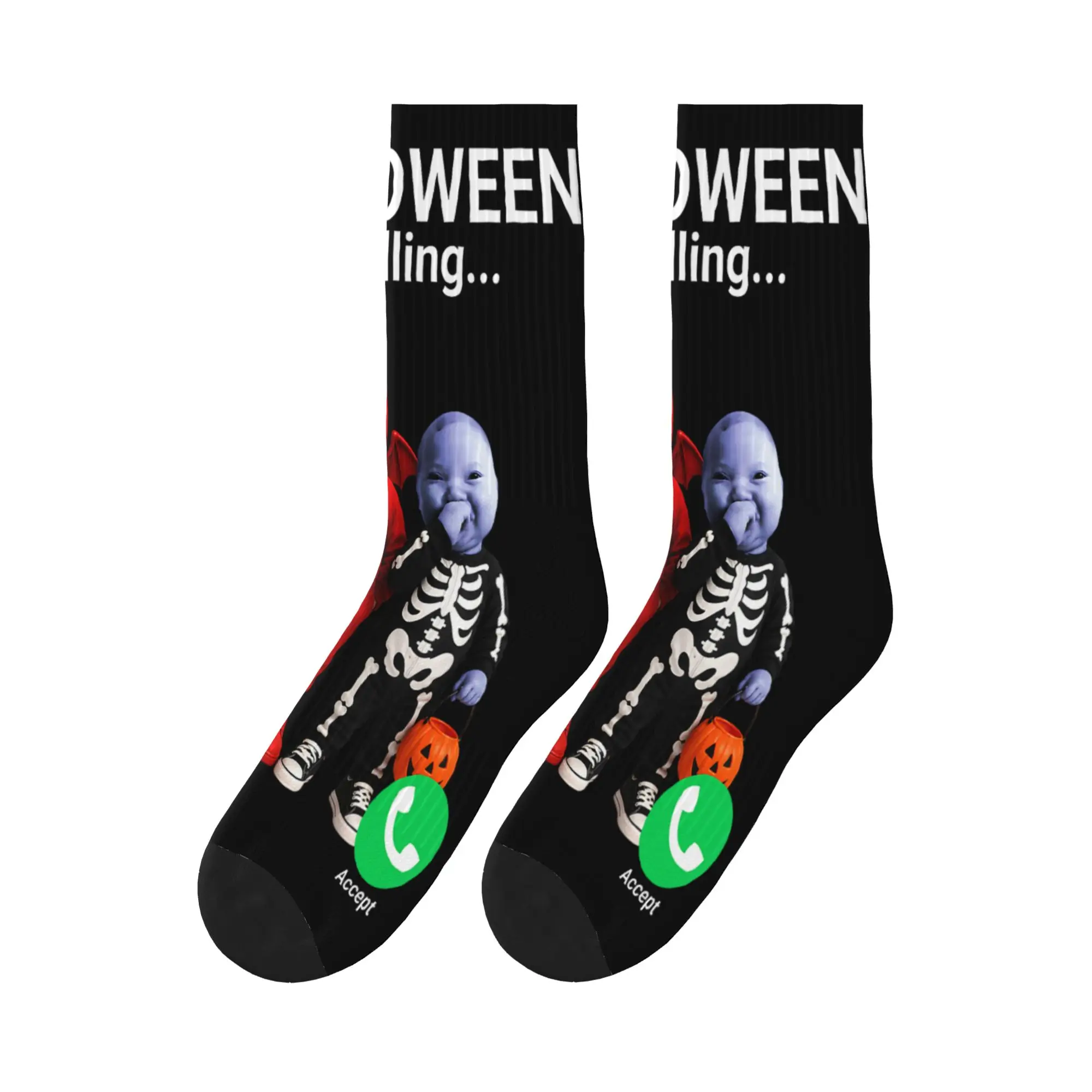 Men's Socks Halloween John Pork AI Baby  Stockings Autumn Casual Quality Socks Graphic Running Non Slip Socks