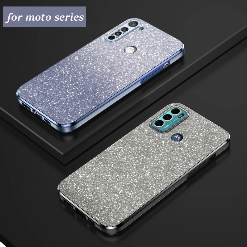 G60 Luxury Gradient Glitter Plating Case On For Motorola Moto G60 G50 G20 G30 G10 G22 G23 G73 G53 G42 G32 G62 G71 G31 Cover G60s