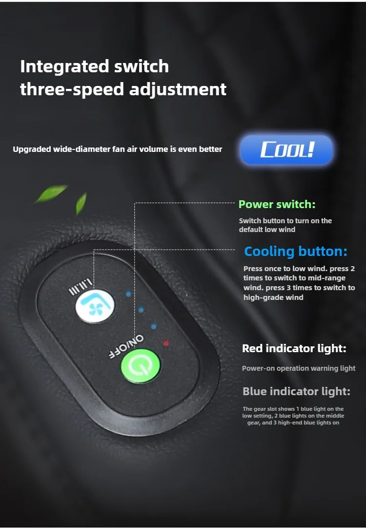 DC12V/24V Universal Car Ventilated Seat Covers Cooling Car Seat Cushion with Auto Start-Stop Blowing Air Conditioning Seat Cover