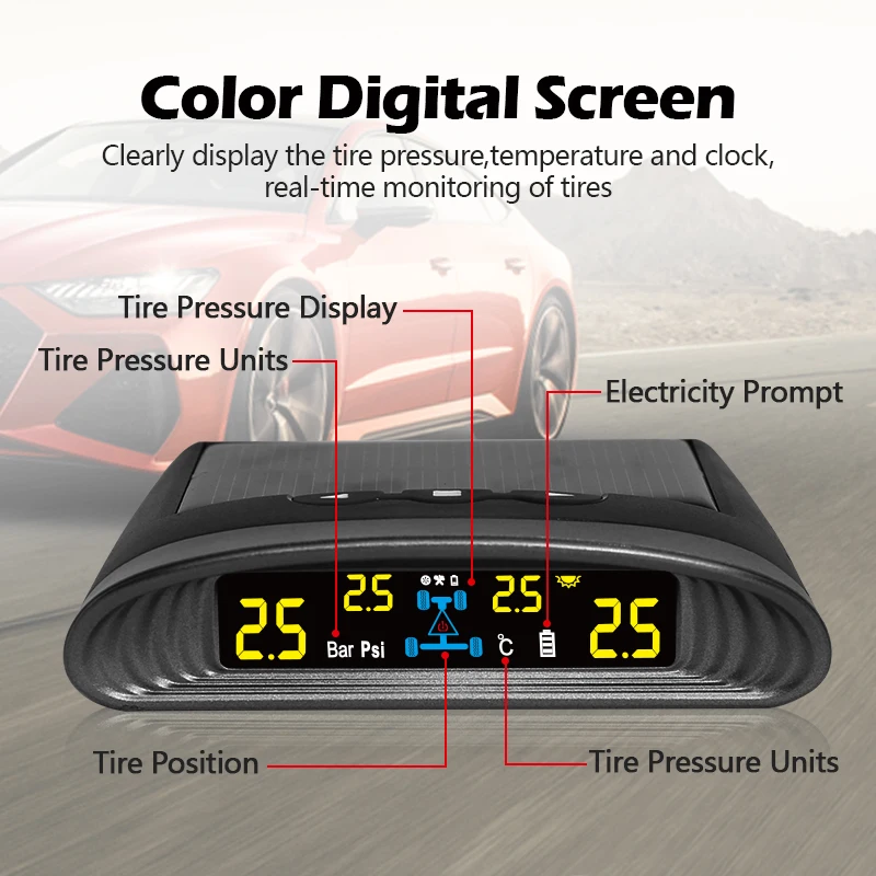 SPY Pressure Sensor Universal Digital Car Trailers Tpms System 8 Wheel For Toyota Ford Lexus Nissan