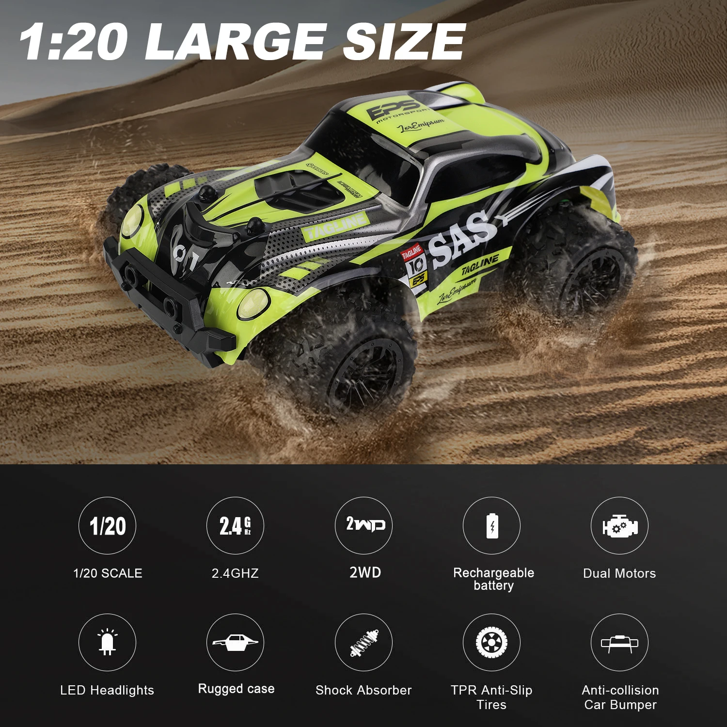 Y21 RC Big Foot Climbing Car APP control 2.4G high-speed racing car 1:20 high-speed remote control off-road car Toy car gift