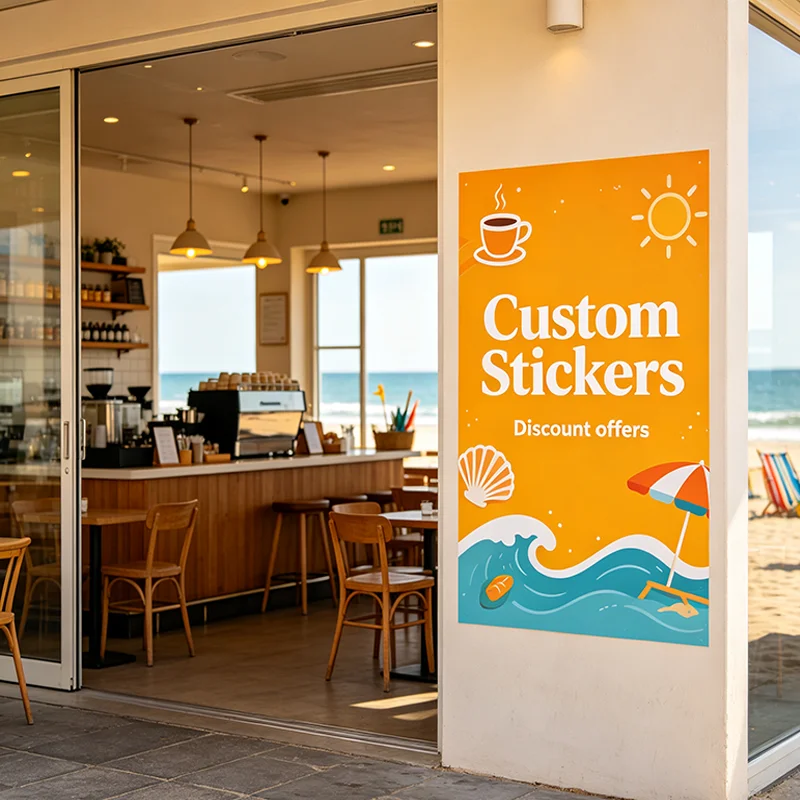Any Size 100cm Custom Stickers For Shops Hotel Bar Food Stores Beauty salon Street Extreme Sports Discount Business Activities