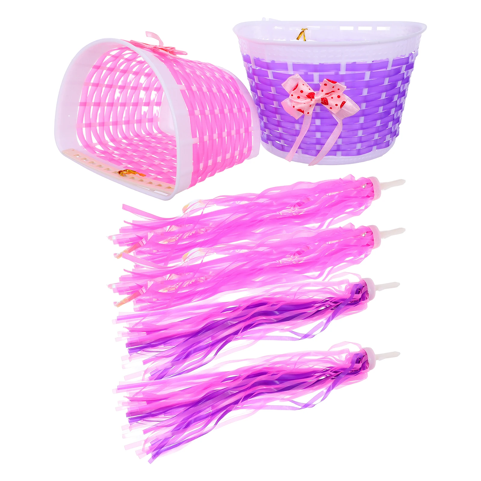 

6pcs Kids Bike Handlebar Streamers Baskets Decorative Supplies Bike Accessories For Children Purple Pink Durable Windproof