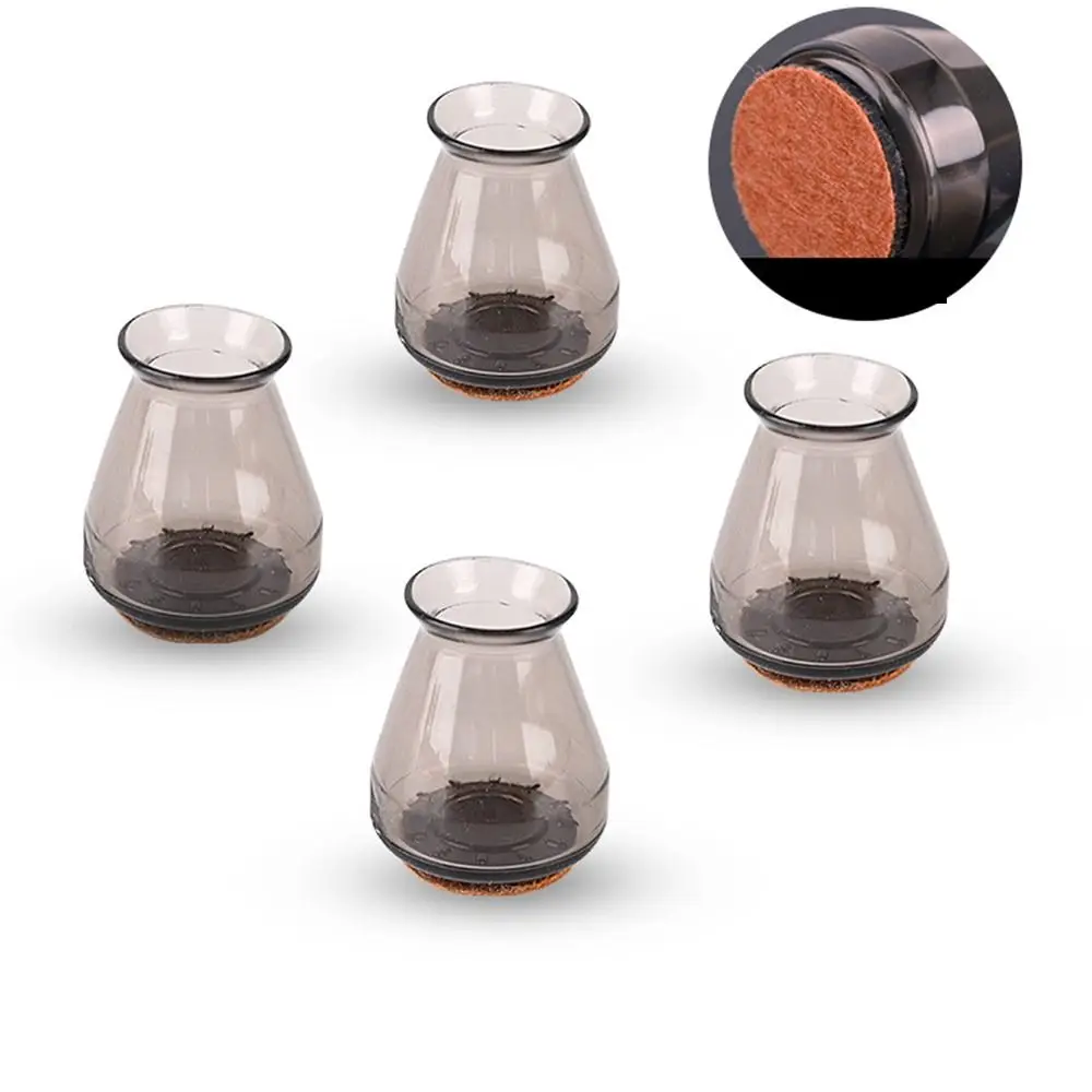 8pcs Transparent Silicone Chair Feet Cover Rubber Non-Slip Chair Feet Pads with Felt Round Chair Leg Caps Table
