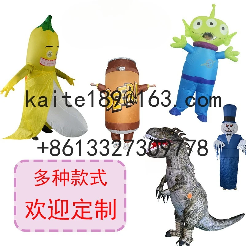 Disfraces inflables personalizados para fiesta de Halloween, traje de muñeco de tiburón, dinosaurio alienígena, Papá Noel
