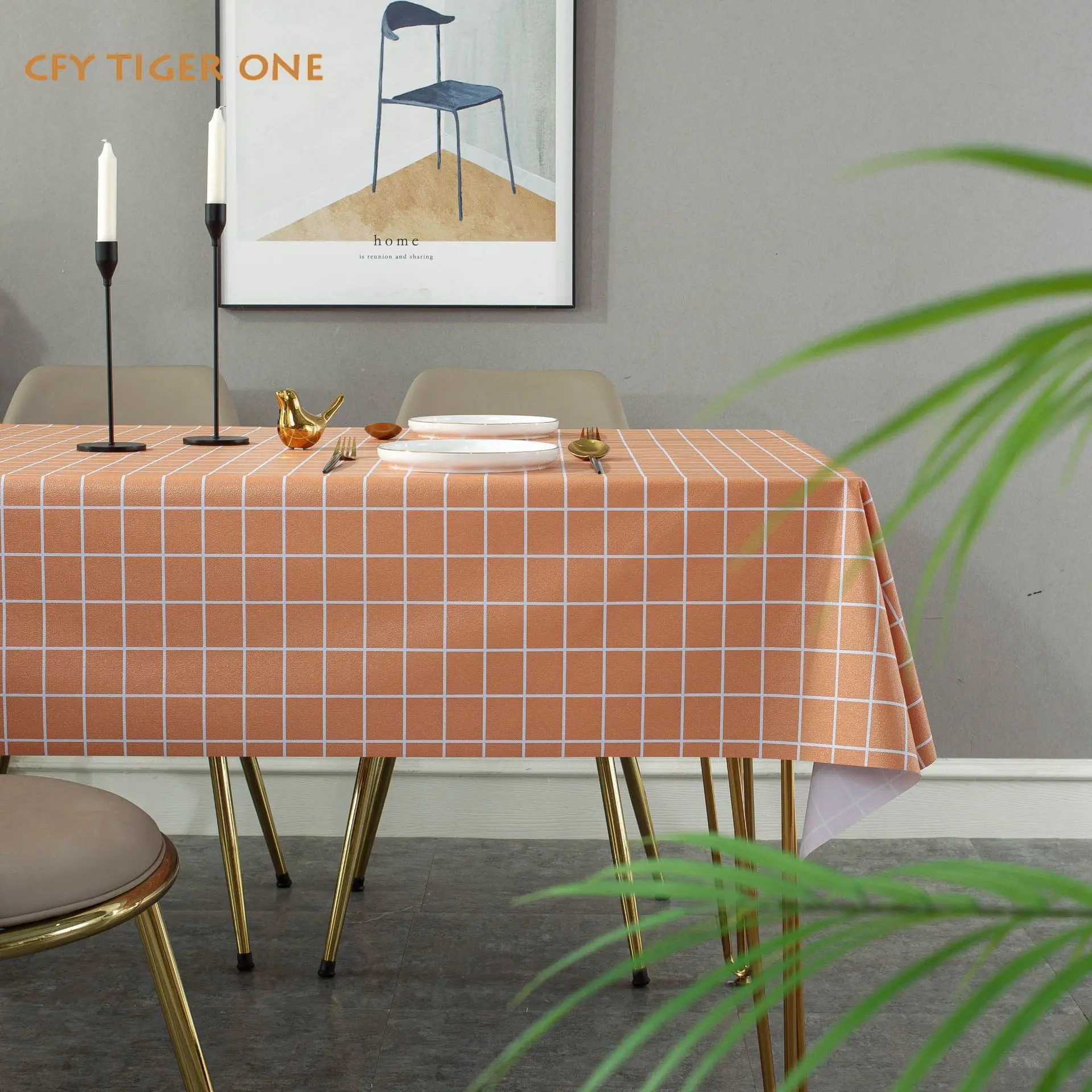 PVC Japanese Plaid Tablecloth Antifouling Rectangular Tablecloth Washable and Oil Resistant Coffee Table Mat Table Cover