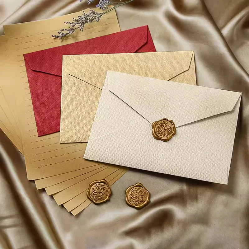 Sobres Vintage de 5 piezas para tarjetas postales, papel de carta de escritura, bolsa para tarjetas de invitación de boda, pegatinas de sellado