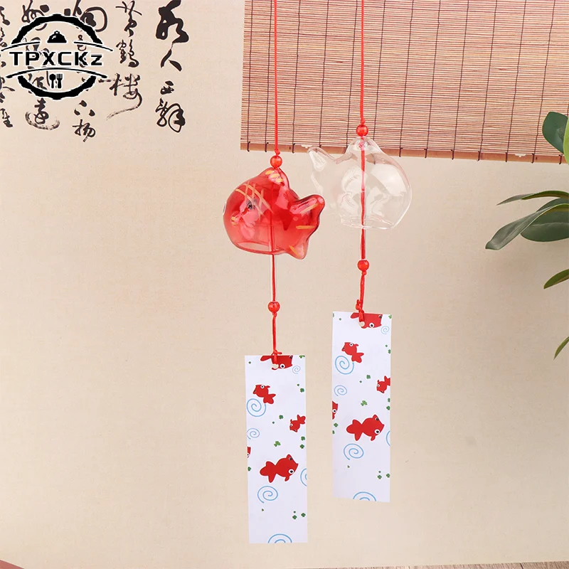 Wind Chime Chimes Japanese Glass  s Style Goldfish Garden Hanging Outdoor Decor Pendant Furin Decorative Fish Ornament