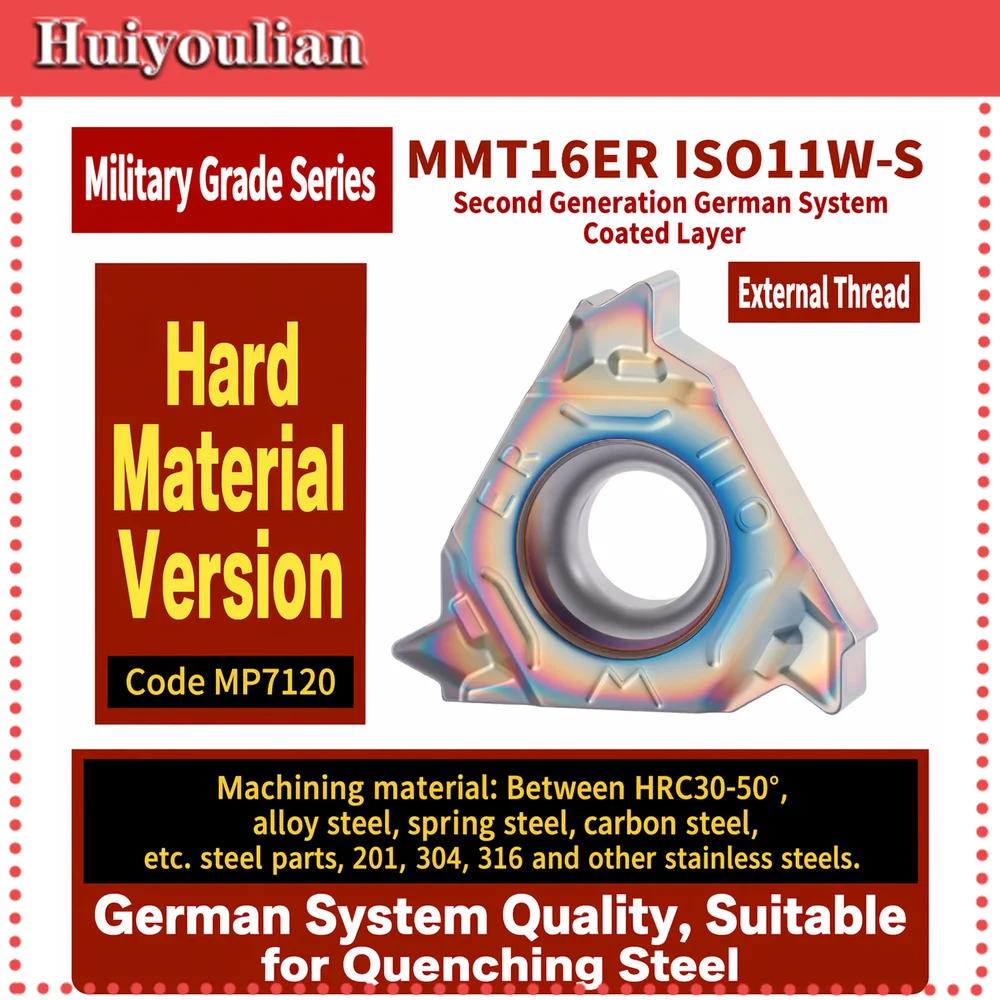 MMT16ERISO11W-S Ext Thread Insert MP7120 60 Deg 16mm German Gen2 Coat Hardened Steel HRC 30-50 Alloy Spring Carbon Steels