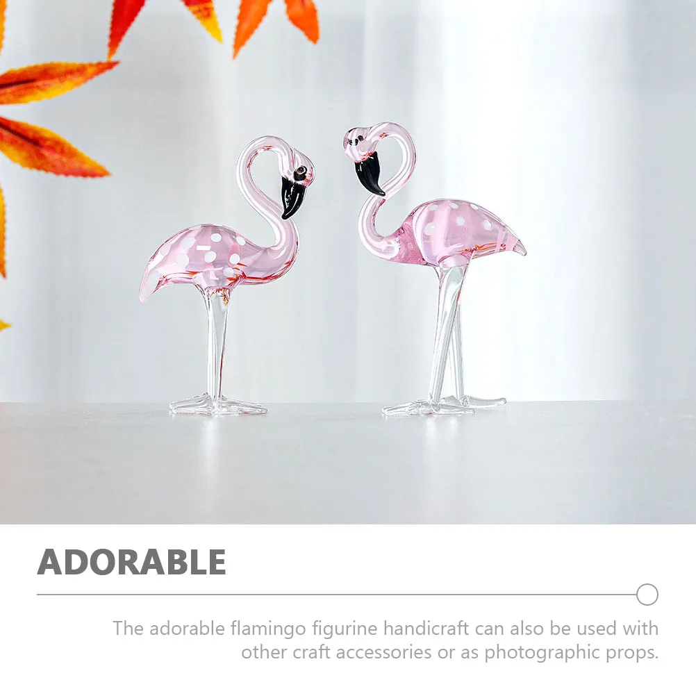

2Pcs Pink Flamingo Crystal Ornament Safe Lightweight Wear Resistance Practical Gift Home Office Decor Flamingo Decor