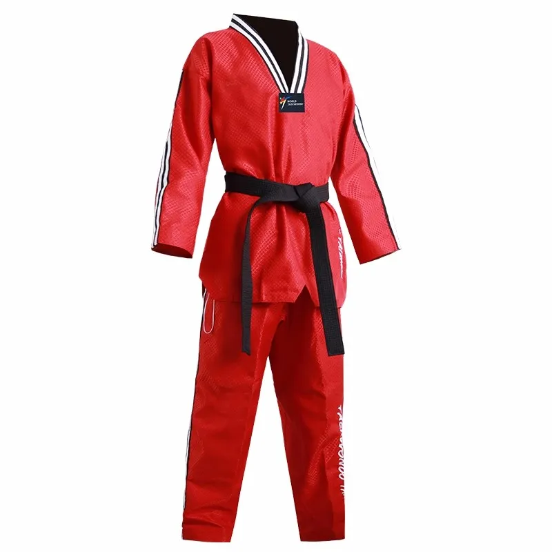 

Taekwondo Martial Arts Student Lightweight V Neck Uniform Red Color Uniform WT Taekwondo Demonstration Team Dobok Performance