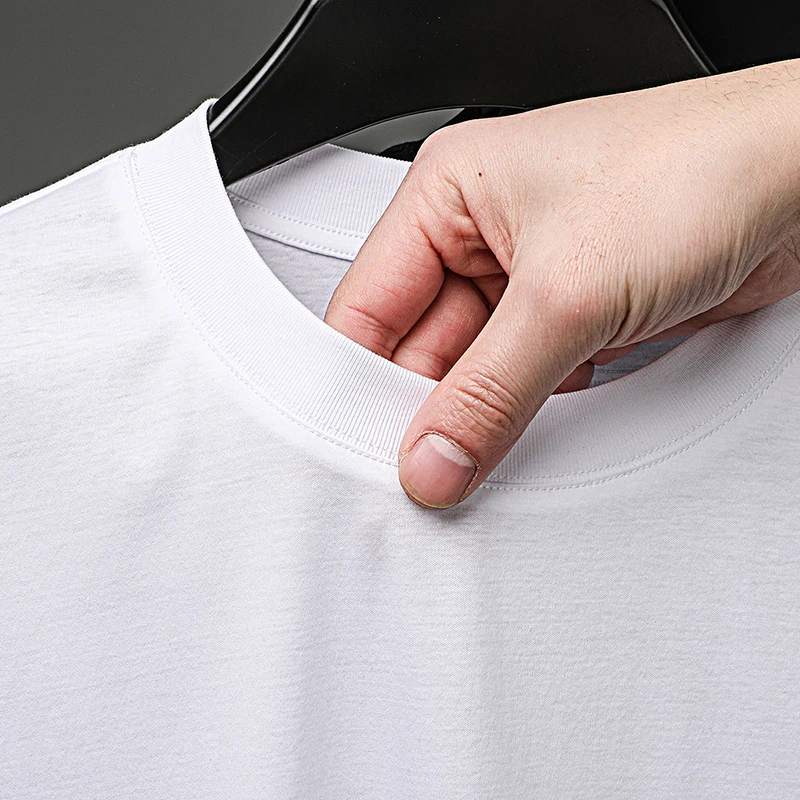 Real 100% Supima Cotton Clothes Men 2026 Summer Spring Classic Solid Tee Shirt Short  Sleeve Top Pullover Cotton Shirts