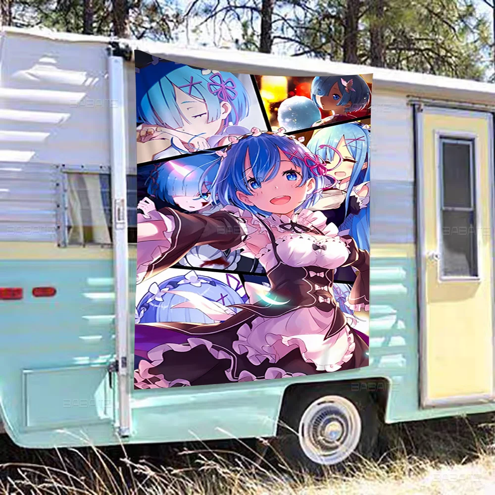 ReZERO Ram Rem-Bandera de dibujos animados, arte de ciencia ficción, decoración del hogar, colgante de pared, decoración del hogar