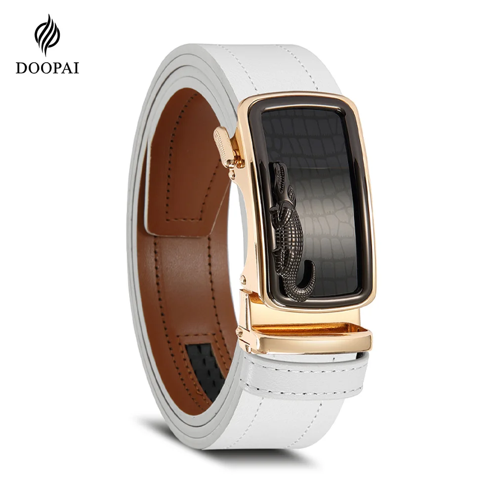 Fashion Men's Genuine Leather Belt Authentic Luxury Brand Automatic Buckle Belts Leather Soft Waistband with Casual Pants Jeans