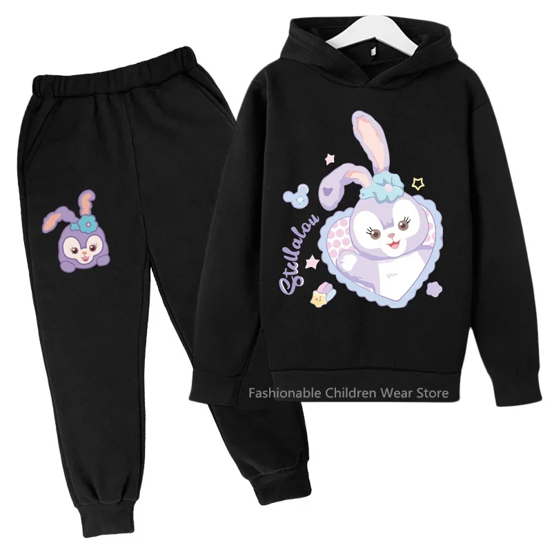New Disney StellaLou Ballet Rabbit Hoodie + Pants Set for Boys & Girls - Cute & Functional for Autumn & Spring Outfits
