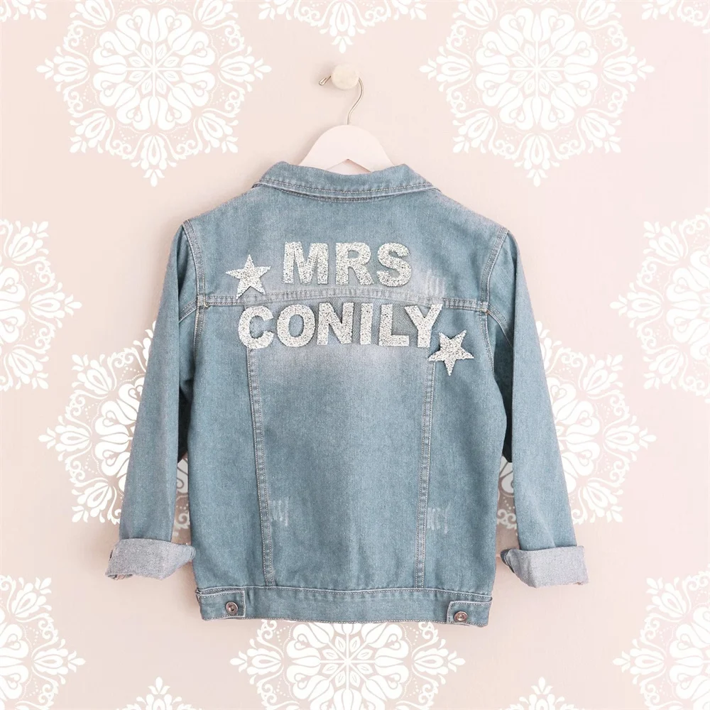 

Personalized Jean Jacket Bride Denim Jacket Bride Jacket Personalized Jacket Custom Wedding Jacket Glam Bride Gift Ideas