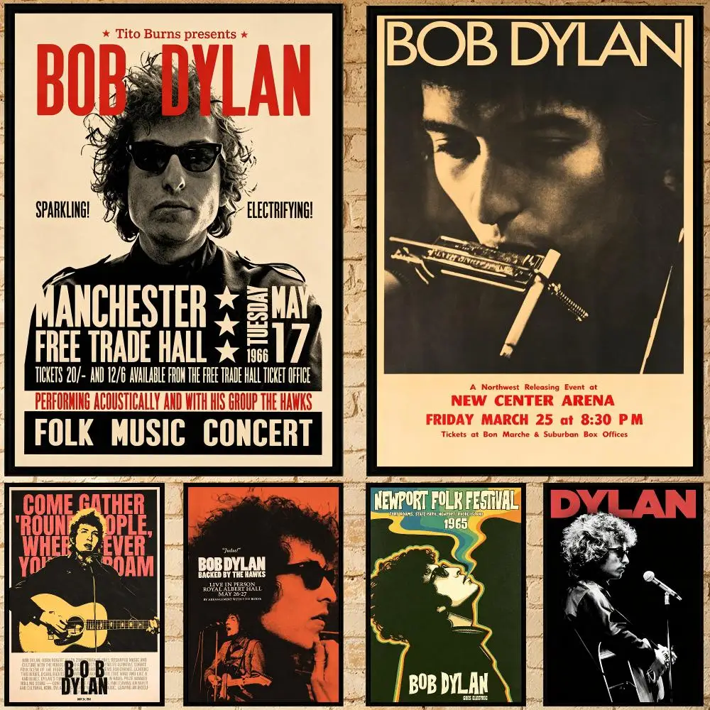 singer Bob Dylan Poster Poster HD Waterproof Self-adhesive Art Print Wall Decor for Bedroom Living Room Gift
