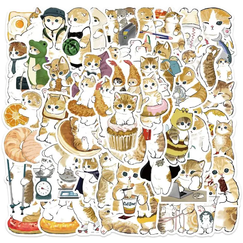 64Pcs Kawaii Mofusand Graffiti Stickers Cartoon Style 64 Non-Repeated Decorative Suitcase Guitar Notebook Waterproof Stickers