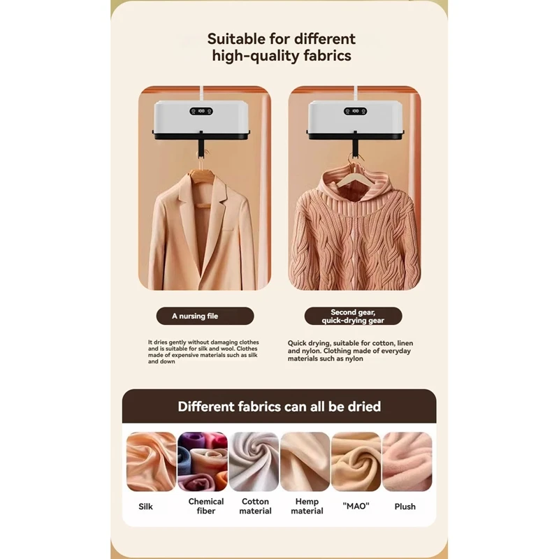 

A74G - Складная дорожная сушилка для одежды - Компактная портативная сушилка для одежды с подогревом и крышкой PTC и ручным управлением