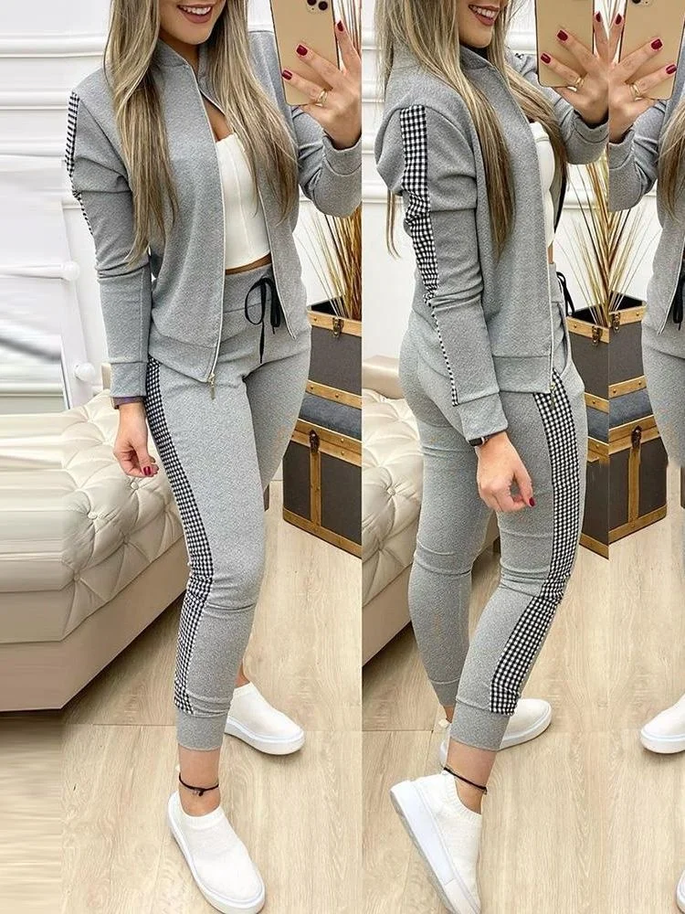 

2022 Women Two Outfits Autumn Women's Tracksuit Zipper Top And Pants Casual Sport Suit Winter 2 Piece Woman Set