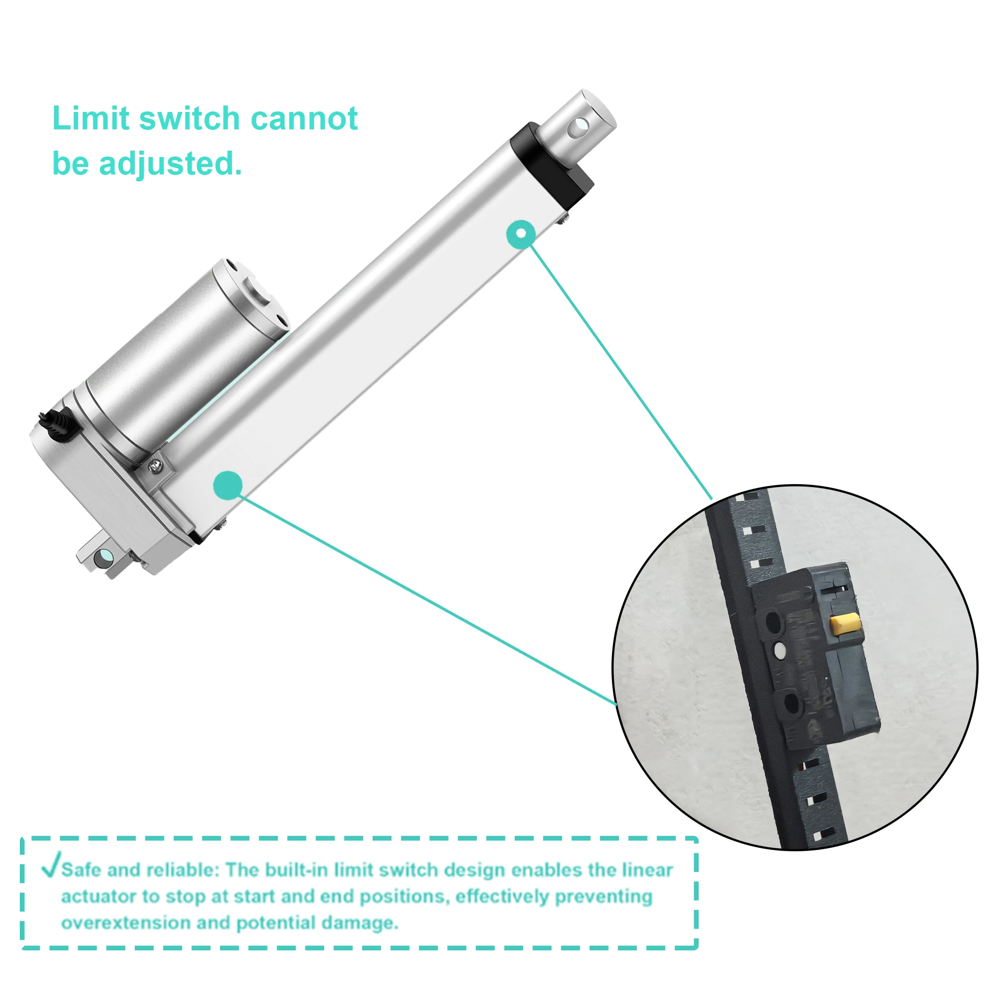 Krihom Linearantrieb 1000N 12V 24V, 50mm 350mm 700mm 1000mm, geeignet für elektrisches medizinisches Bett, Fahrzeug-Schifffenster und Türen. – Detail 6