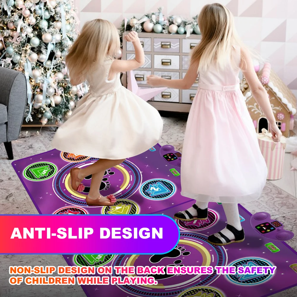 BT Electronic Dance Mats 4 modes with LED Lights Non-Slip Family Music Foot Print Moves Step Arcade Game Fitness Dancer Blanket