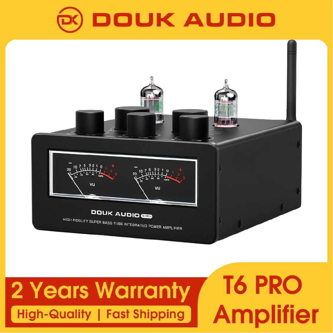 Douk Audio T6PRO HIFI TPA3255 Tube Amplifier  Bluetooth JAN5725 Vacuum Tube Power Amp 300W+300W with VU Meter