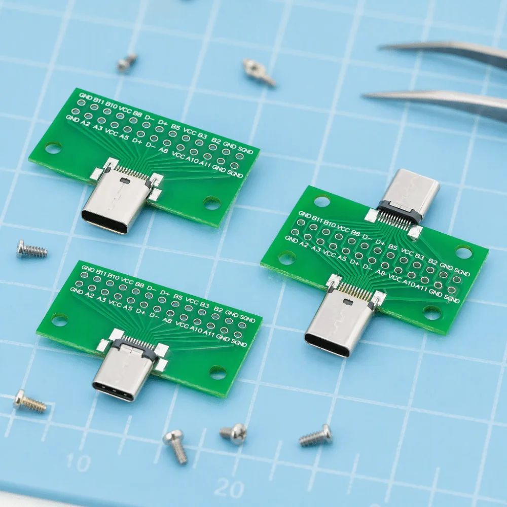 Hot Male to Female USB Type-C Adapter 2.54mm Pitch 24 Pin Type-C Test Board Data Transfer USB 3.1 PCB Adapter For Data Line