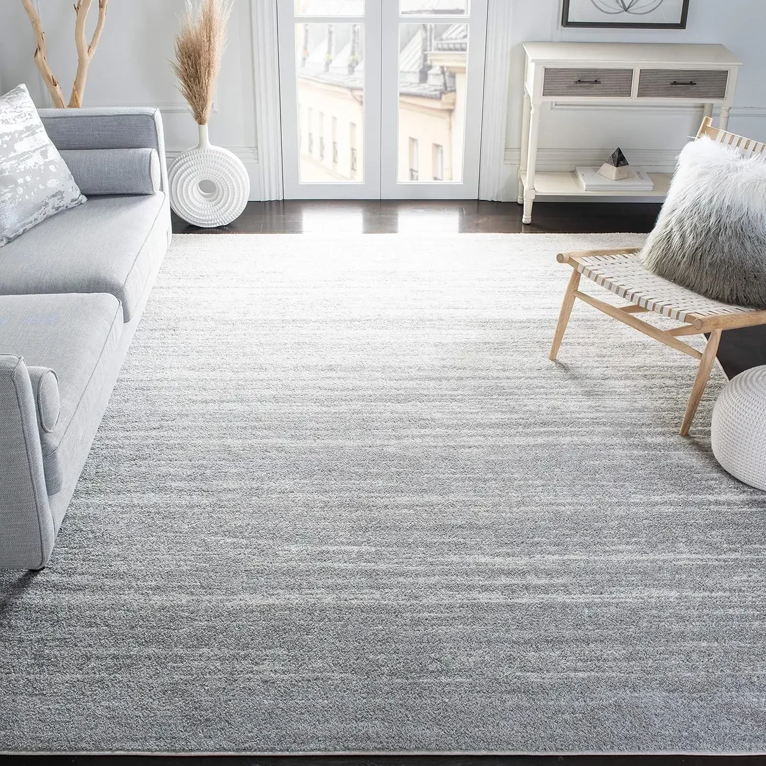 Furniture suppliesSAFAVIEH Adirondack Collection Area Rug - 10' Square, Light Grey & Grey, Modern Ombre Design, Non-Shedding & E