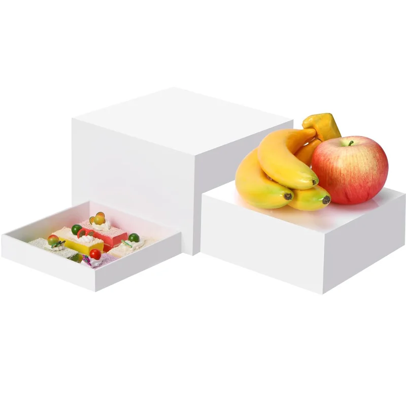 

3 Pack Acrylic Display Boxes Cube Party Buffet Riser Food Cake Stand Dessert Table Display Nesting Riser Jewelry Display Storage