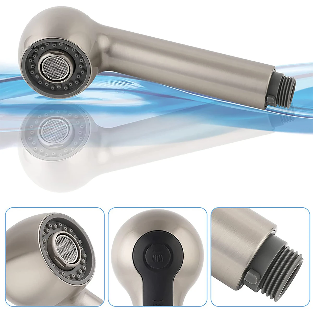 Kitchen faucet shower head Pull-out sprayer with push button switching 2 water modes ABS material G1/2 connector